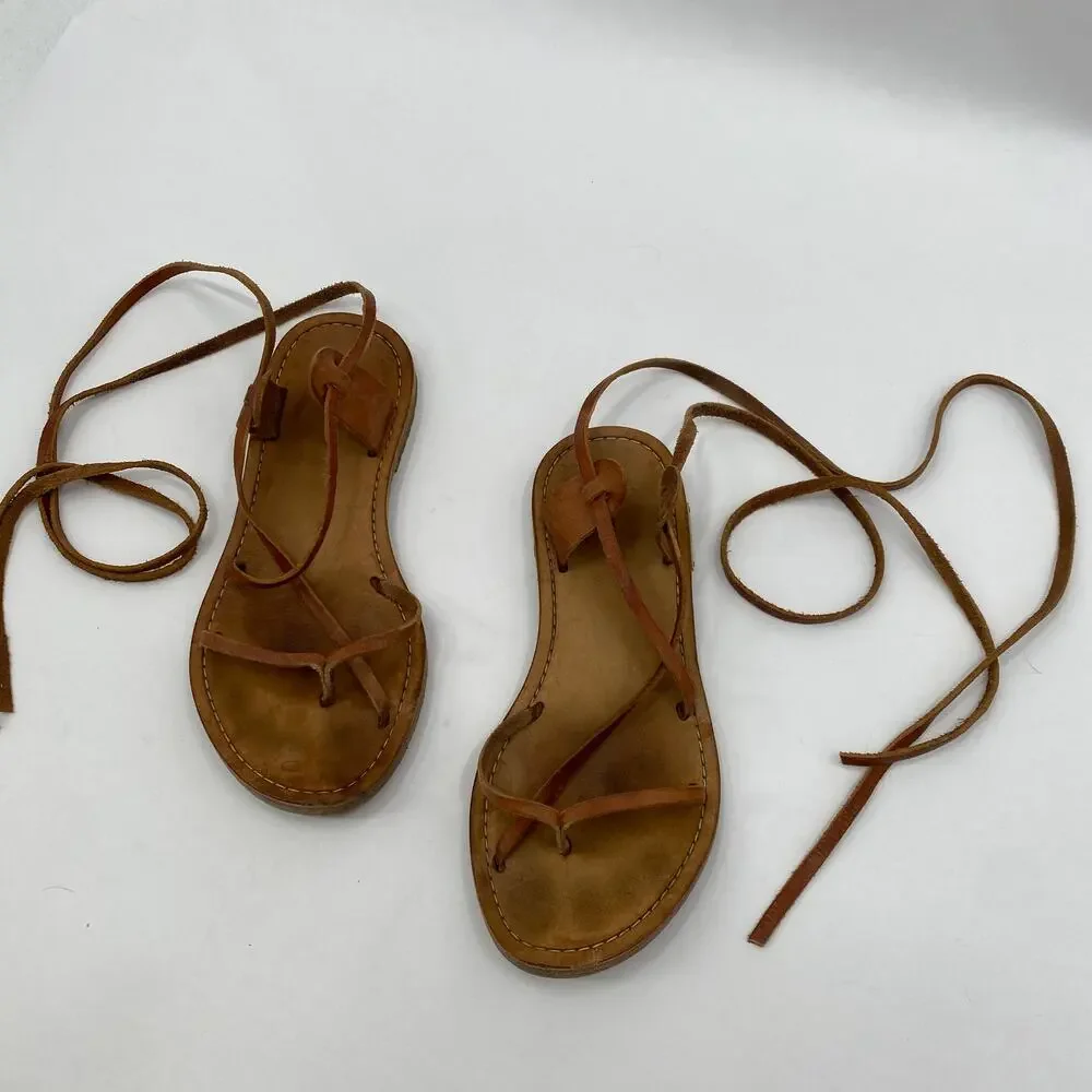 Isabel Marant Brown Leather Wrap Sandals